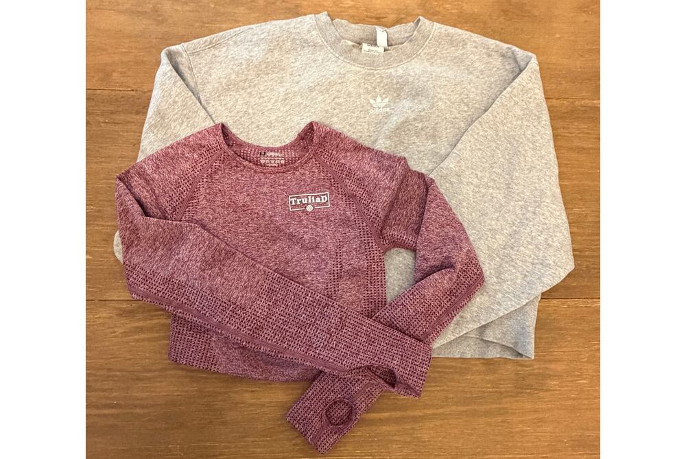Women’s Small Activewear Sweatshirt Bundle Adidas Cropped Crew & Seamless Top